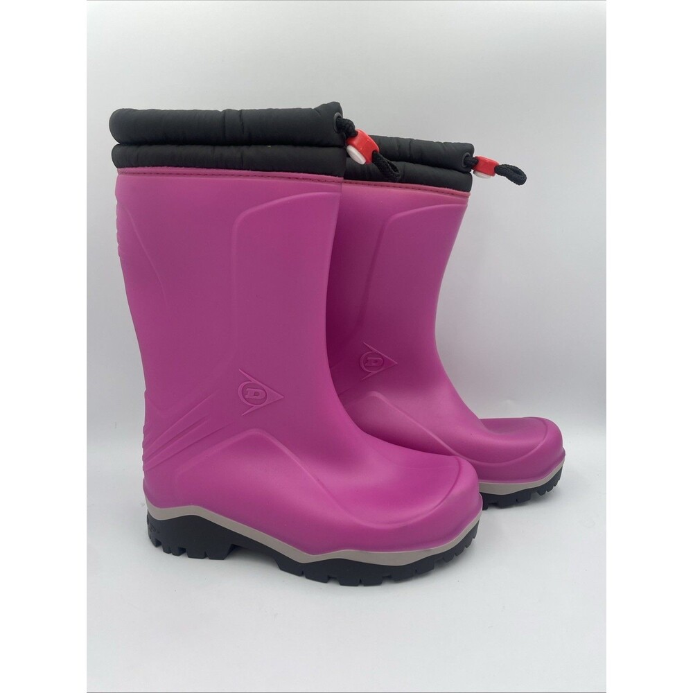Girls Snow Boots Size 1 Black Pink Waterproof Winter Insulated Sintetico pull on